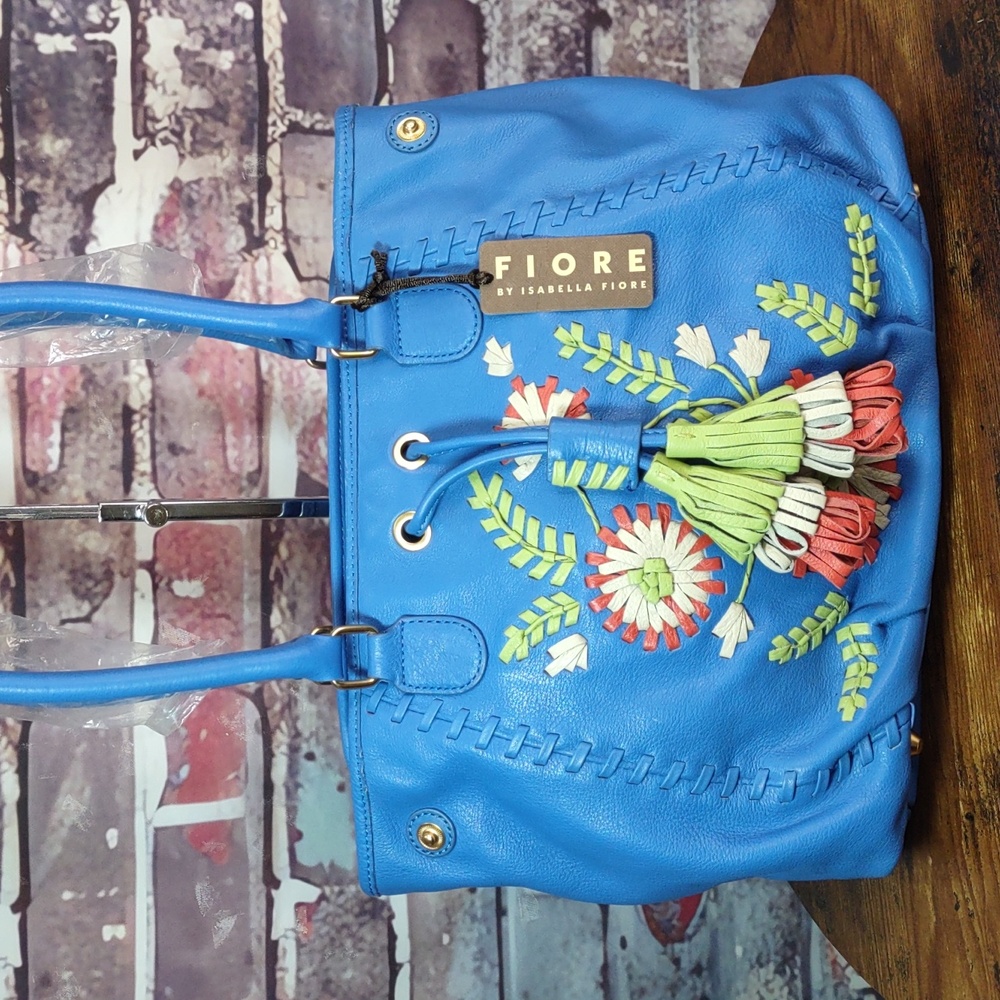 Isabella Fiore Leather Embroidery Convertible Satchel/Shoulder Bag - Picture 8 of 15
